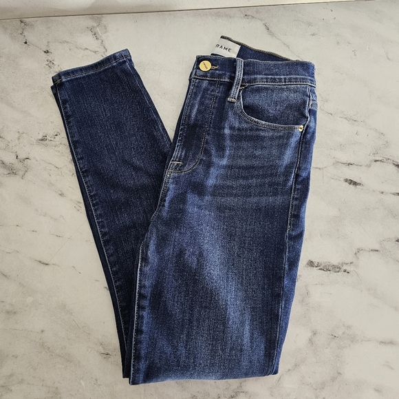 Frame Denim Ali High Rise Cigarette Blue Skinny Jeans 25 Preowned - Picture 3 of 9